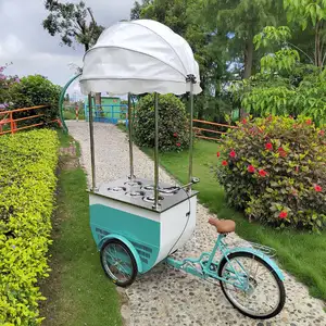 小型モバイルアイスクリームカートコールドフードカートフードベンダースタンドアイスクリーム自転車