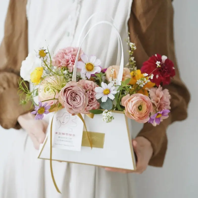 Сумка для переноски цветов, водонепроницаемая крафт-бумага, Цветочная Роза, Цветочная коробка, Подарочная сумка для цветочного магазина