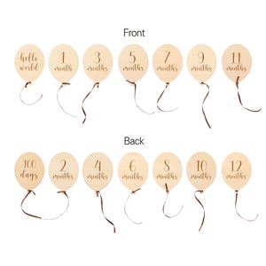 Carte de pointage mensuel numérique en bois style nordique pour ballons, 100 jours, 1-12 mois, pour accessoires de photomaton, anniversaire, commémoration - Product Image 2