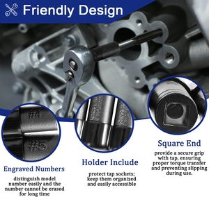 YJ-TT-0012 <strong>Tap</strong> <strong>Socket</strong> <strong>Set</strong> 1/4" &amp; 3/8" Drive Fractional MCTI Standard NPT &amp; Metric <strong>Taps</strong> up to 1/2" &amp; 12mm 8-Piece - Product Image 4