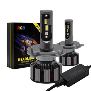 Hgd Rgb Led Koplamp H7 Led H4 Led-lampen App Controle H1 H3 H8 H11 HB3 HB4 Led Light Koplamp multi Kleur Led-lampen