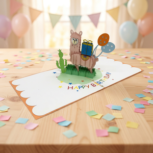 Tarjeta Pop-up 3D con Impresión Offset, Diseño de Llama, Hecha a Mano en Vietnam, Regalos y Decoraciones de Moda con Diseño Animal Personalizado - Product Image 2