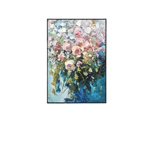 Peinture à l'huile peinte à la main, art floral rose, cadre en métal, décoration moderne pour salon, entrée, art mural, style impressionnisme - Product Image 5