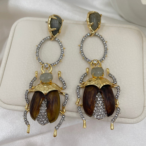 SENYU Nuovi Orecchini di Lusso Europei Vintage a Forma di <span class=keywords><strong>Scarabeo</strong></span> per Donne, con Cristalli Incastonati, Gioielli a Forma di Insetto, Regalo per Feste - Product Image 4
