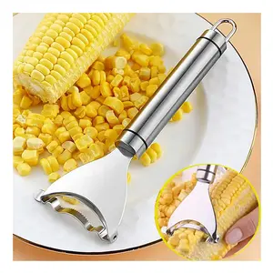 Perontok jagung Stainless Steel, alat memasak aksesoris dapur alat sayuran buah, pengupas jagung Cob