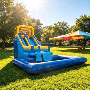 Casa de Brinco Inflable de PVC Resistente con Tobogán y Piscina, para Todas las Edades, Ideal para Fiestas <span class=keywords><strong>en</strong></span> la Playa y Alquiler de Diversión de <span class=keywords><strong>Verano</strong></span> - Product Image 3