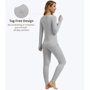 Ropa térmica para mujer, conjunto de camiseta y pantalones largos, capa base suave, pantalones de viscosa de bambú, pijamas de talla S a XXL, ropa abrigada para invierno. - Product Image 5