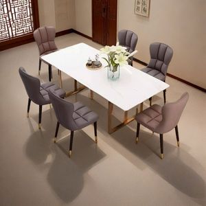 Dining Chair Tufted High <b>Backrest</b> Black Leather Look Modern Living Room Chair Adult Use - Product Image 4