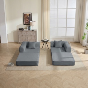 Canapé modulaire carré convertible portable deux places en velours côtelé, sans cadre, compressé sous vide, contemporain et écologique - Product Image 5