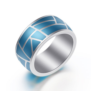 Anillos de Moda Azules Geométricos de 22MM, Resina Epoxi, Acero Inoxidable, Joyería, Regalo - Product Image 3