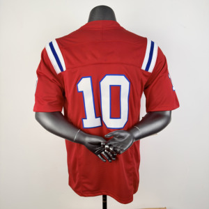 Maillot de football américain personnalisé rouge à col en V et manches courtes pour homme adulte – Vêtement respirant de style baseball - Product Image 2