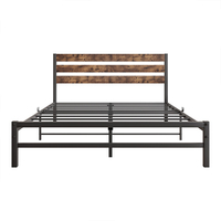 Base de Cama Moderna Personalizada de Metal Marrón con Cabecera para Dormitorio de Apartamento