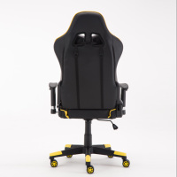 Silla de Oficina Ergonómica Moderna con Soporte Lumbar, Silla Reclinable para Juegos de Cuero Amarillo con Reposabrazos 2D