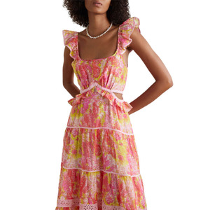 Robe de plage d'été <span class=keywords><strong>2022</strong></span> pour femmes, imprimé Floral, ajourée, sans manches, à volants, dos ouvert, ourlet irrégulier, robe longue - Product Image 2
