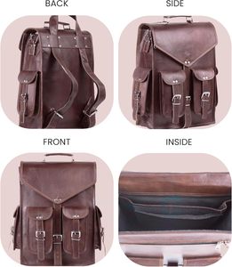 Sac à dos convertible en cuir fait main pour homme – Sac de voyage professionnel 2-en-1 de 17 pouces, convertible en sac messager et sac à dos - Product Image 6