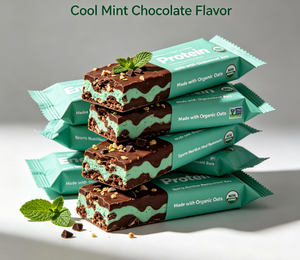 Barras de Proteína Energéticas con Sabor a Chocolate y Menta Refrescante, Sabor Dulce, Hechas con Avena Orgánica Sin OMG, Nutrición Deportiva, Reemplazo de Comida, Paquete de 10 - Product Image 1