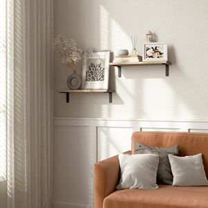 Rustic Wood Floating Shelves Set Of 2 Farmhouse Style <b>Wall</b> Dcor Hanging Shelf For Room - Product Image 4