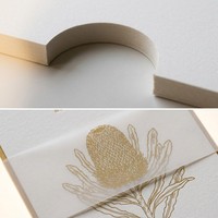Conjunto de Invitaciones de Boda de Lujo |   Papel Perlado Plano Botánico Nativo Personalizado para la Marca DTC