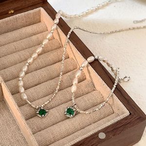 Pulsera de perlas de esmeralda de plata de ley S925 para mujer, regalo de joyería de lujo ligero - Product Image 3
