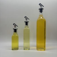 Écologique 180ml 250ml 500ml 750ml Vide Clair Carré Cuisine Cuisson Huile de Sésame Verre Condiment avec Distributeur Bec Verseur