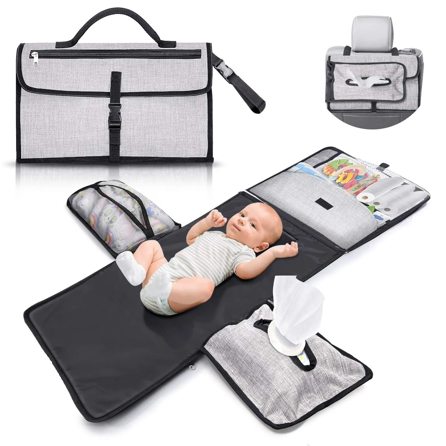 Tapis à langer pliable, personnalisé pour bébé, sac à couches imperméable pour poussette, nouvelle collection Portable