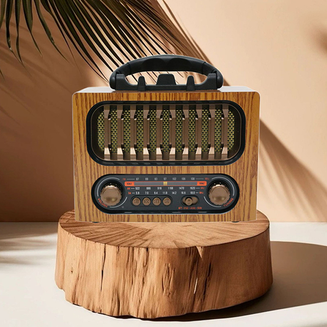 Eletree Manufacturers Portable Vintage Retro Style Super Bass Fm Radio Wooden Wireless Usb Speaker