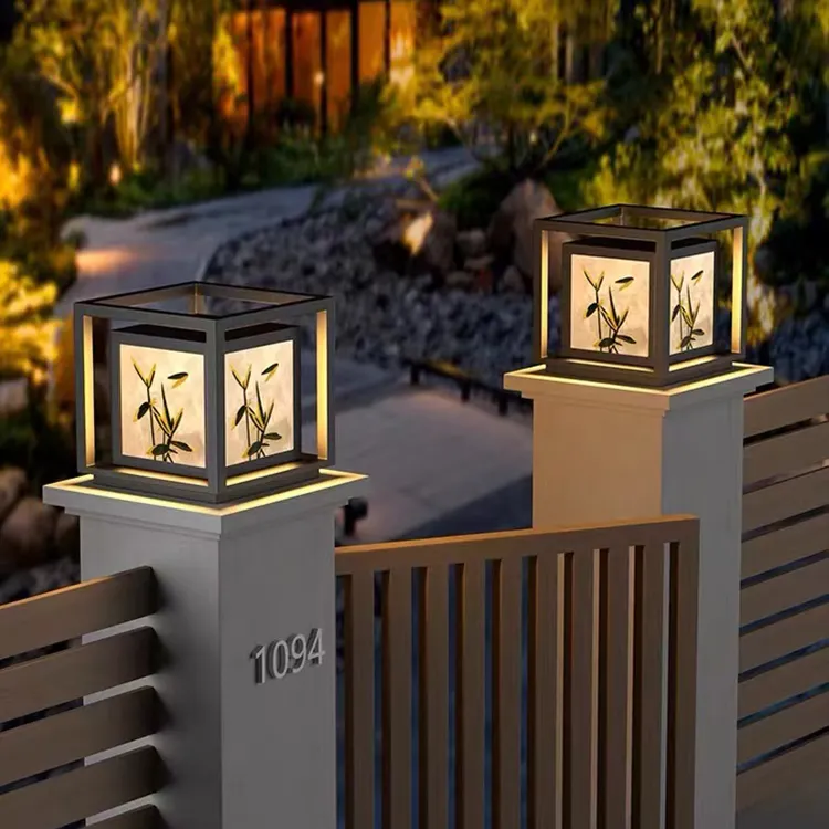 IP65 lampu pilar tiang gerbang tenaga surya ABS tahan air luar ruangan lampu taman Villa pelindung