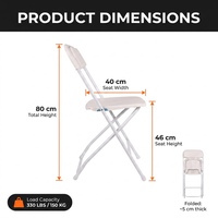 Chaise pliante en plastique empilable moderne pour intérieur/extérieur, pieds en métal, hauteur réglable, garantie 1 an - Jardin, écoles, parcs, événements