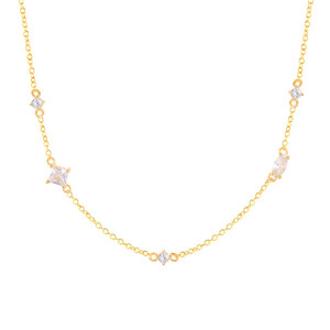 Collier de clavicule personnalisé ROXI S925 en argent sterling avec mini zircon blanc et vert - Product Image 1
