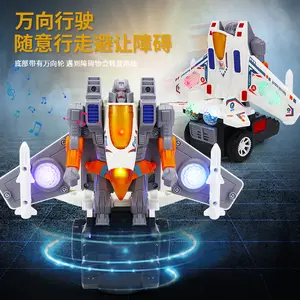 Felisu Unisex Universal Rotating Fighter Jet Toy For Kids Aged 5 To 7 Years Electric Robot With Colorful Lights And Music