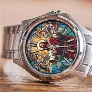 Reloj de Cuarzo Personalizado de Alta Gama, Esfera con Pintura de Jesús, Cristal de Zafiro, Reloj de Buceo Automático Resistente al Agua - Product Image 2