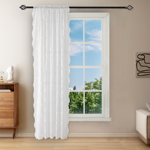 Cortinas de Encaje Bohemio Vintage, Elegantes Paneles Florales Color Marfil/Crema con Bolsillo para Barra, Protección de Privacidad, Filtrado de Luz para Dormitorio - Product Image 2