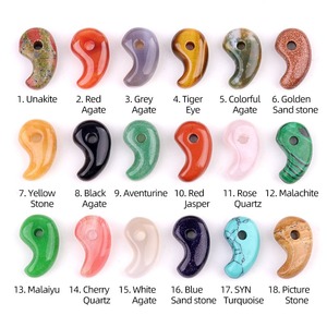 Tinh thể tự nhiên ngọc bích đá mặt dây 22x14mm dấu phẩy hình dạng Yin Yang hạt cho tự làm đồ trang sức làm chữa bệnh Reiki đá quý - Product Image 4