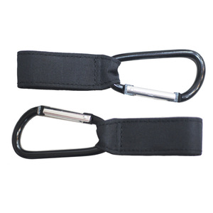Stroller <b>Hooks</b> With Carabiner <b>Clips</b> Black Aluminum Alloy Double <b>Hook</b> For Baby Stroller Storage And Hanging Accessories - Product Image 5