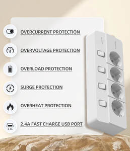 Mini Surge Protector Power Strip 4 Outlet 2m <b>Extension</b> Cord with Independent Switch - Product Image 5