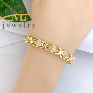 Pulseras de Dijes JML de Alta Calidad Laminadas en <span class=keywords><strong>Oro</strong></span> de <span class=keywords><strong>14k</strong></span>, Exquisito Accesorio de Moda con Corazón de Zirconia y Diseño de Flor de Tendencia - Product Image 4
