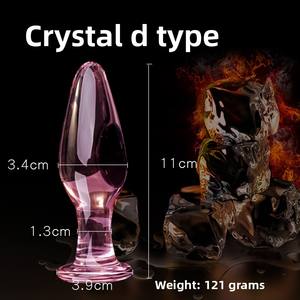 Ensemble de plugs anaux en cristal rose, en verre Pyrex, avec boules et faux pénis pour adultes - Product Image 3