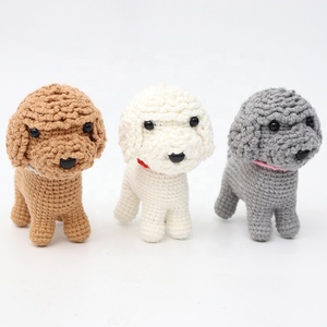 100% fatto a mano all'uncinetto cane giocattolo adorabile orsacdie animato cucciolo portachiavi per bambini su misura a maglia con riempimento in cotone PP - Product Image 1