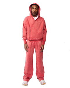 سترة KY بغسيل حمضي للجنسين بأكمام ذات فتحة للإبهام وسحاب غير متماثل مع حاشية وأساور مطاطية، هوديز متناسقة للأزواج كبدلة رياضية - Product Image 5