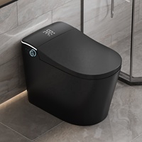 Toilette Intelligente en Céramique Noire Moderne avec Télécommande, Double Chasse, Veilleuse, Capteur Automatique et Siège Chauffant Intelligent