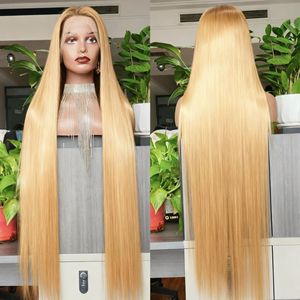 40-дюймовый парик из натуральных индийских волос цвета 613 (блонд), без клея, полностью прозрачный, для парика с кружевной передней частью 13x4, волосы Remy, шелковисто-прямые - Product Image 4