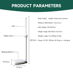 Báscula Digital Electrónica <span class=keywords><strong>2</strong></span> en 1 para Medir la Altura y el Peso Corporal - Product Image 2