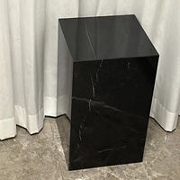 Nero Marquina Cube bloc de bois Table basse marbre italien socle moderne salon naturel noir meubles nordiques