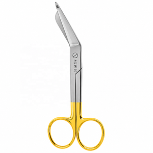Ciseaux à pansements chirurgicaux MJW Lister à lame angulaire, poignées à anneaux dorés, en acier inoxydable, outil médical de prédiction de précision, CE OEM ODM - Product Image 4