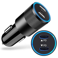 Chargeur de voiture de haute qualité 40W à charge rapide, type C, avec lumière LED, certifié CE, RoHS, FCC, pour téléphone, tablette, adaptateur USB C pour voiture