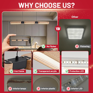Lampada a Sospensione Lineare Personalizzabile OEM per Ristoranti e Bar, Paralume in Acrilico Effetto Legno, <span class=keywords><strong>Lampadari</strong></span> e Luci Pendenti Intelligenti - Product Image 2