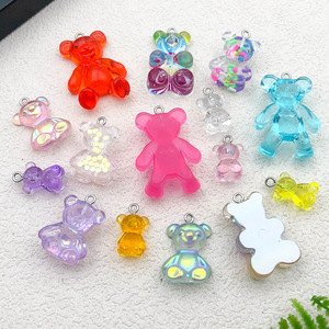 Breloques en forme d'ours pour la fabrication de bijoux, 18 mm, pendentifs en résine irisée transparente, 7 styles - Product Image 2
