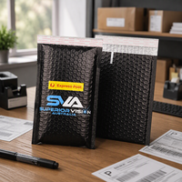 Enveloppes d'expédition rembourrées écologiques personnalisées avec logo imperméable noir, sacs à bulles métalliques pour cadeaux
