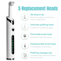 Polisseur dentaire électrique, kit de blanchiment des dents rechargeable pour le nettoyage et le blanchiment des dents avec 5 têtes de polissage