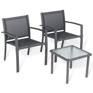 3 pezzi set da <span class=keywords><strong>bistrot</strong></span> all'aperto sedie da <span class=keywords><strong>bistrot</strong></span> Casual in Textilene con tavolino balcone resistente ai raggi UV impermeabile resistente al prato all'aperto - Product Image 4
